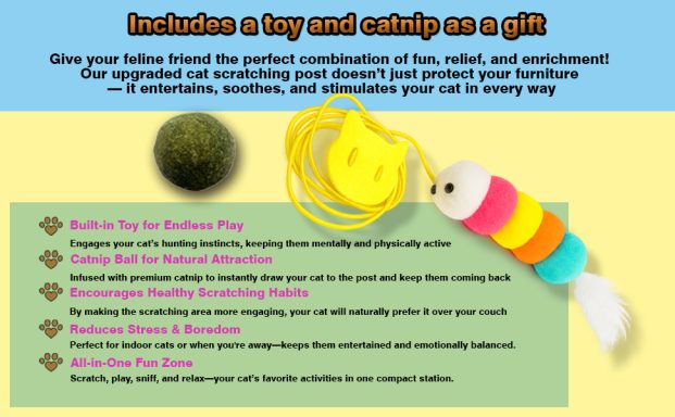 Peluzz cat scratcher gift set with toy and catnip ball