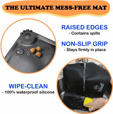 Peluzz silicone feeding mat with raised edges and non-slip grip for cleaner meals